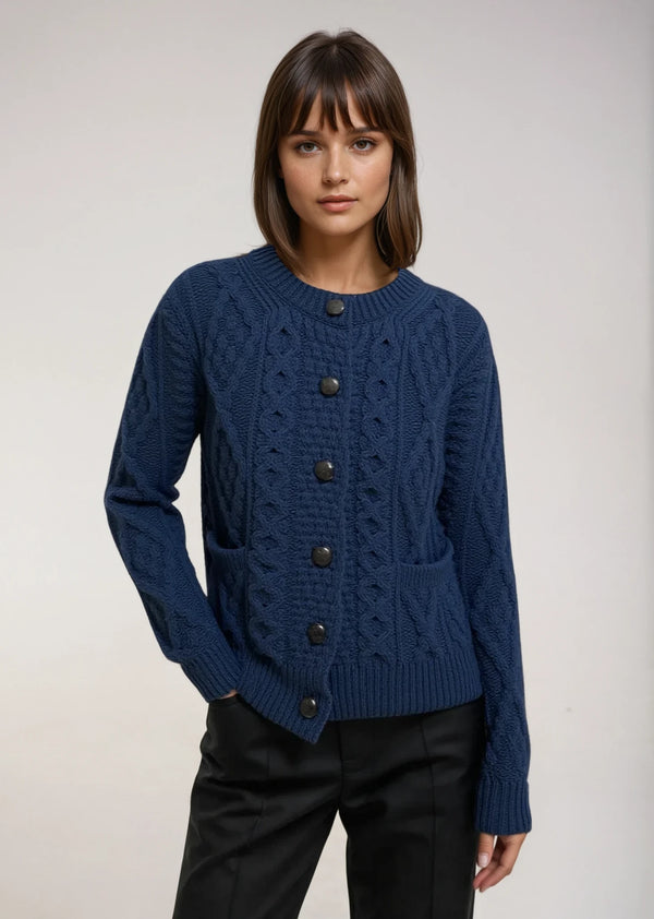 Ladies Aran Cardigan | Black Watch