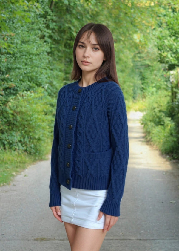 Ladies Aran Cardigan | Black Watch
