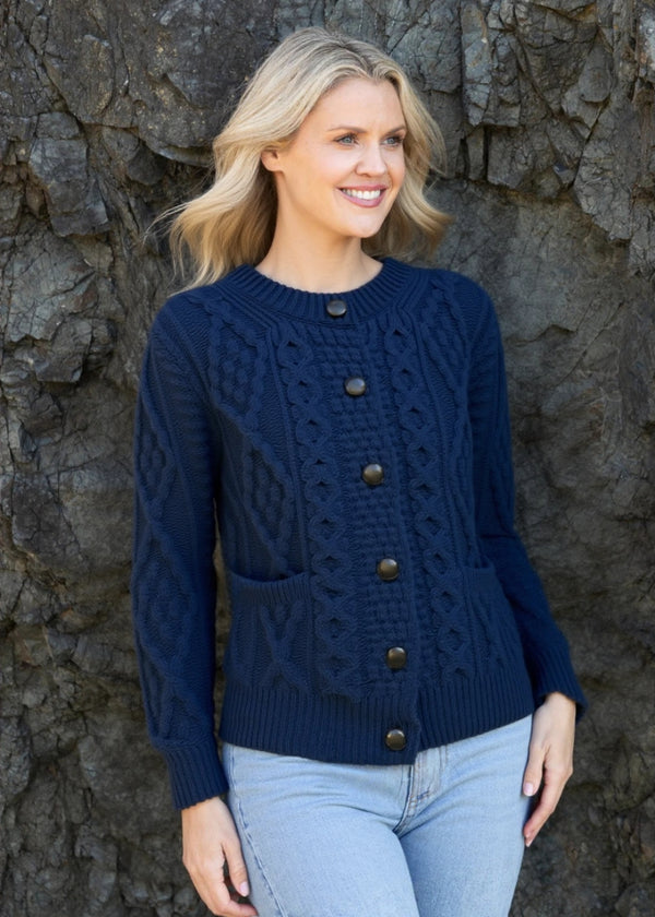 Ladies Aran Cardigan | Black Watch
