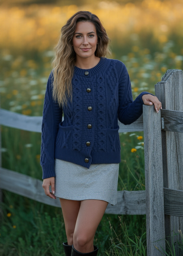 Ladies Aran Cardigan | Black Watch