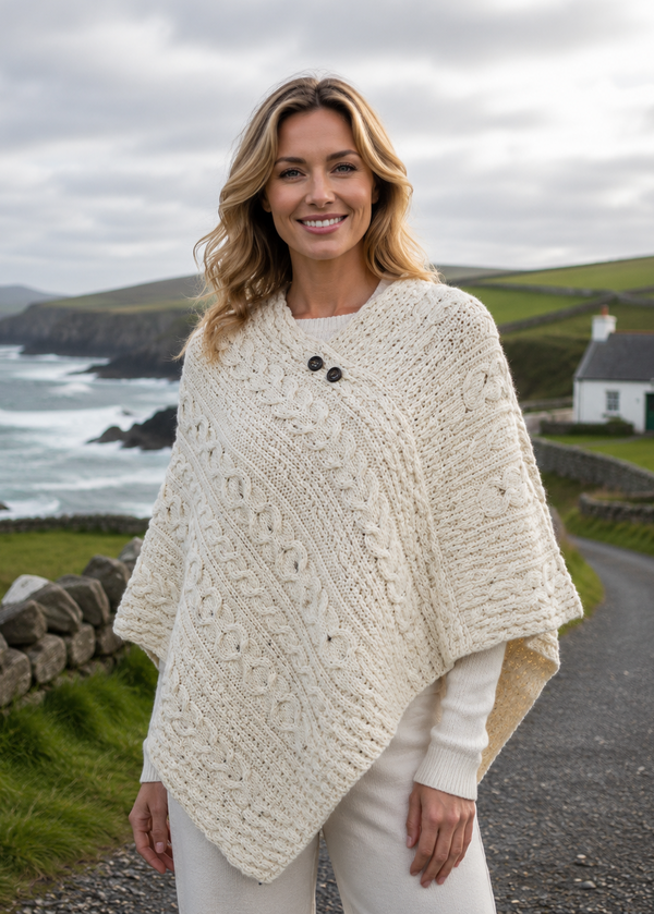 Poncho Aran en pure laine | Skiddaw - Liquidation