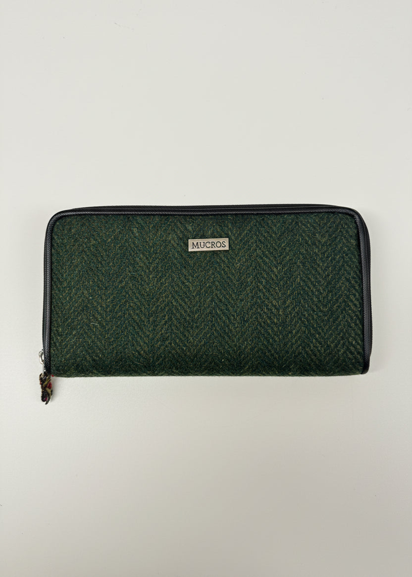Mucros Tweed Wallet | Green Herringbone
