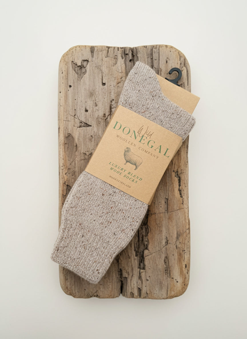 Wild Donegal Silk Wool Socks | Oatmeal