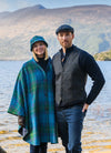 Mucros Dunloe Cape | Premium Wool Tweed | Green Blue Check