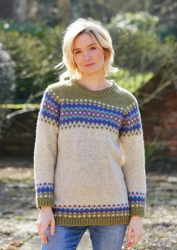 Fairisle Handknit Elgin Wool Sweater - Olive