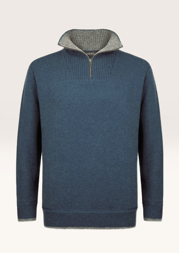 IrelandsEye Mens Zip Sweater - Blue Stone