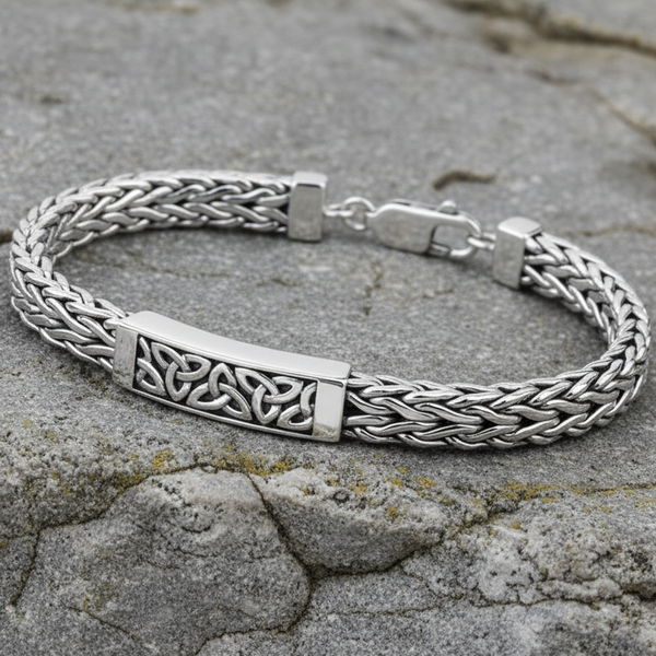 Men's Sterling Silver Heavy Trinity Knot Bracelet