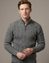 Aran Cable Knit Half Zip Sweater - 100% Merino Wool | Slate