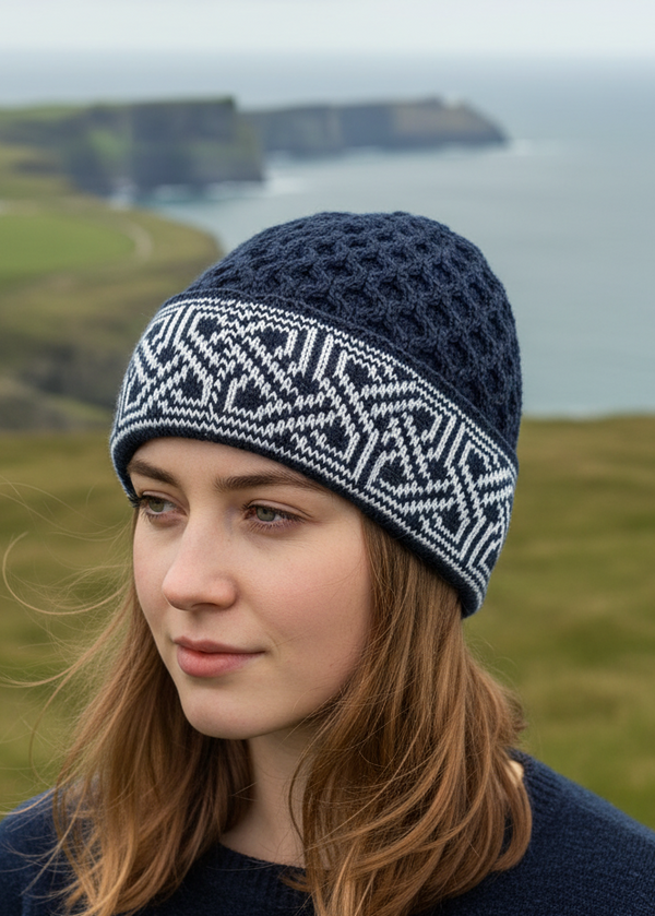 Bonnet en laine mérinos Aran - Gris chiné