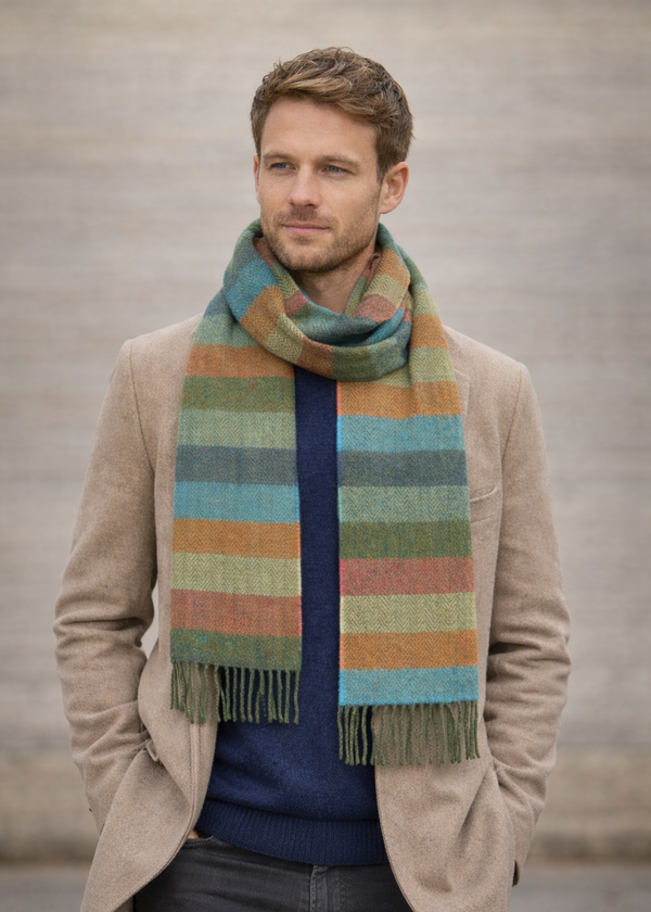 Foxford Lambswool Scarf | Leaf Multi Stripe