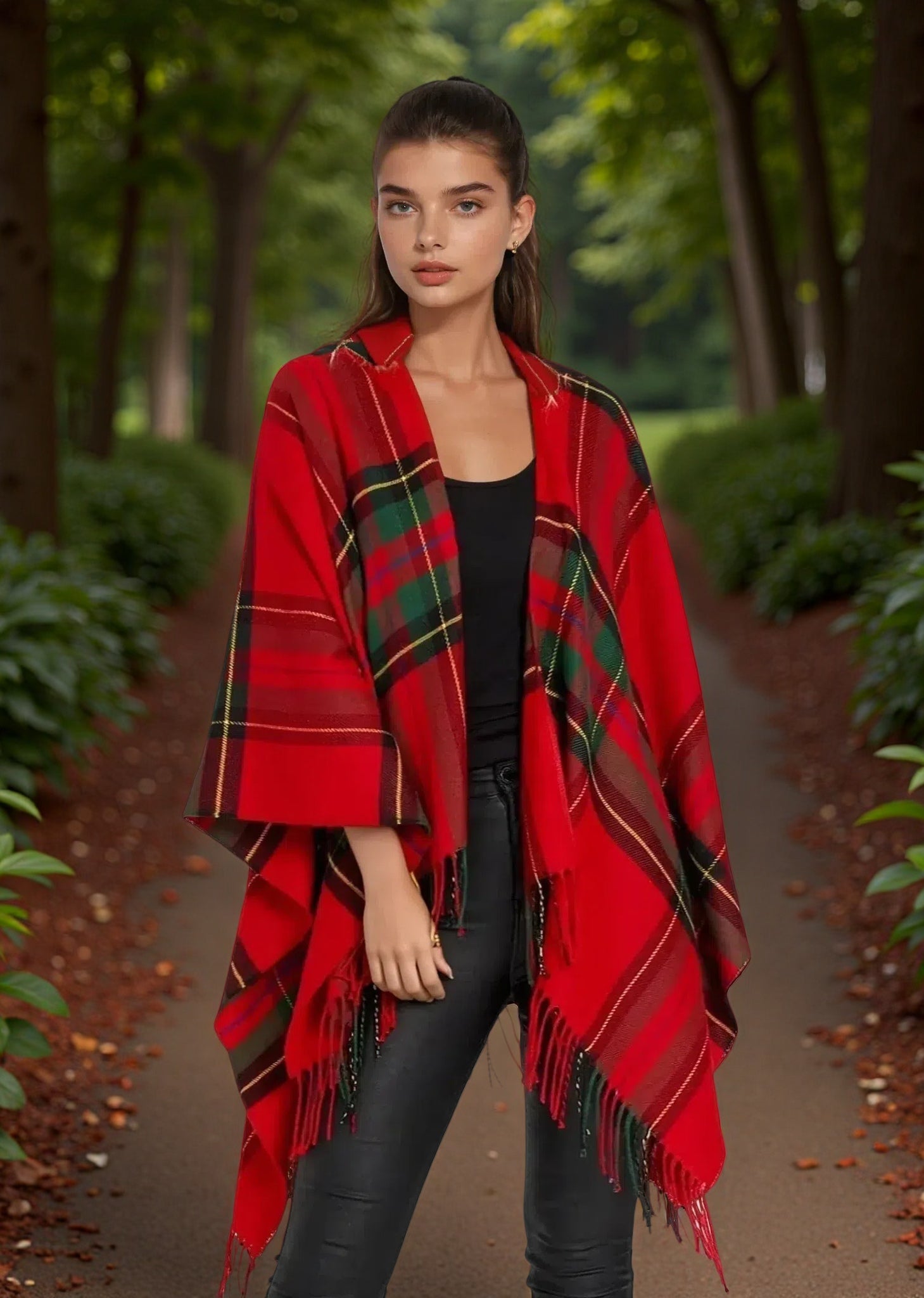 Jimmy Hourihan Fringed Shawl | Red Plaid Design