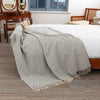 Oversize Merino Wool Cashmere Throw Pale Grey & Cream Herringbone