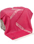 Oversized Merino Wool Cashmere Throw Raspberry Herringbone