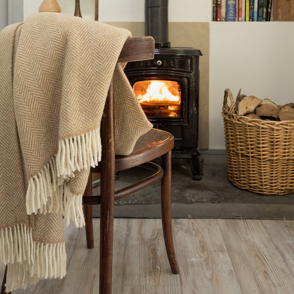 John Hanly Oversized Cashmere Throw - Beige