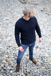 Unisex Aran Wool Sweater | Navy