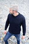 Unisex Aran Wool Sweater | Navy