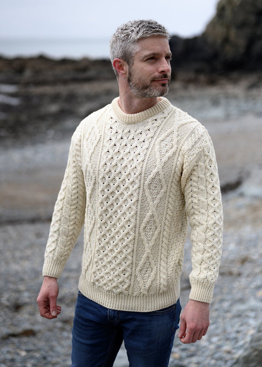 Unisex Aran Wool Sweater | Natural