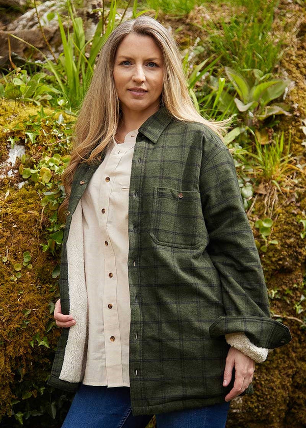 Lee Valley Fleece Lined Shirt | Forest Green Check