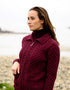 Aran Full Zip Cardigan | Raspberry Marl