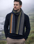 Mucros Donegal Wool Scarf - Premium Irish Made Scarf with Orange Stripe