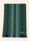 Mucros Donegal Wool Scarf | Green & Blue Stripe Herringbone
