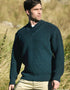 Aran Crafts Men's V-Neck Rib Sweater - Blackwatch