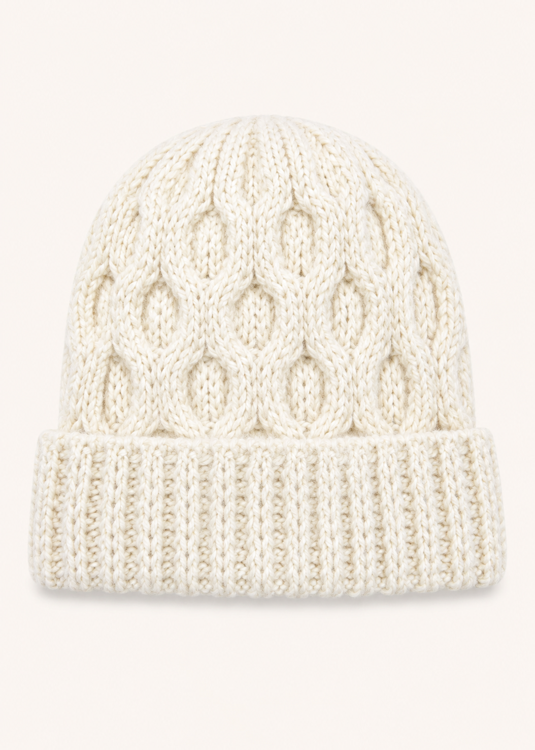 Aran Merino Wool Beanie Hat | Natural