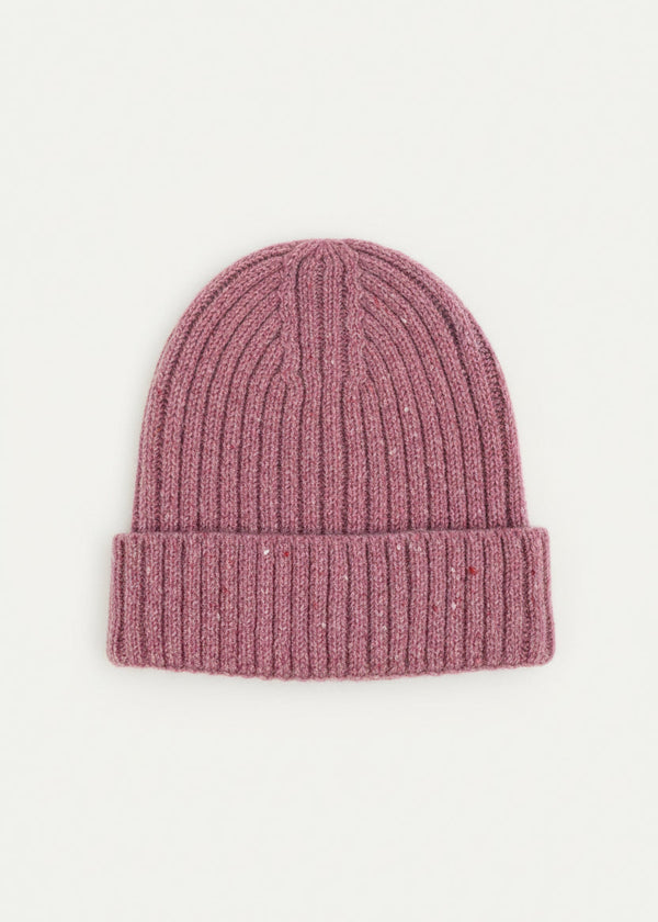Aran Donegal Fleck Wool Hat - Pink
