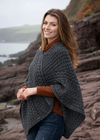 Aran Cable Knit Poncho | 100% Merino Wool