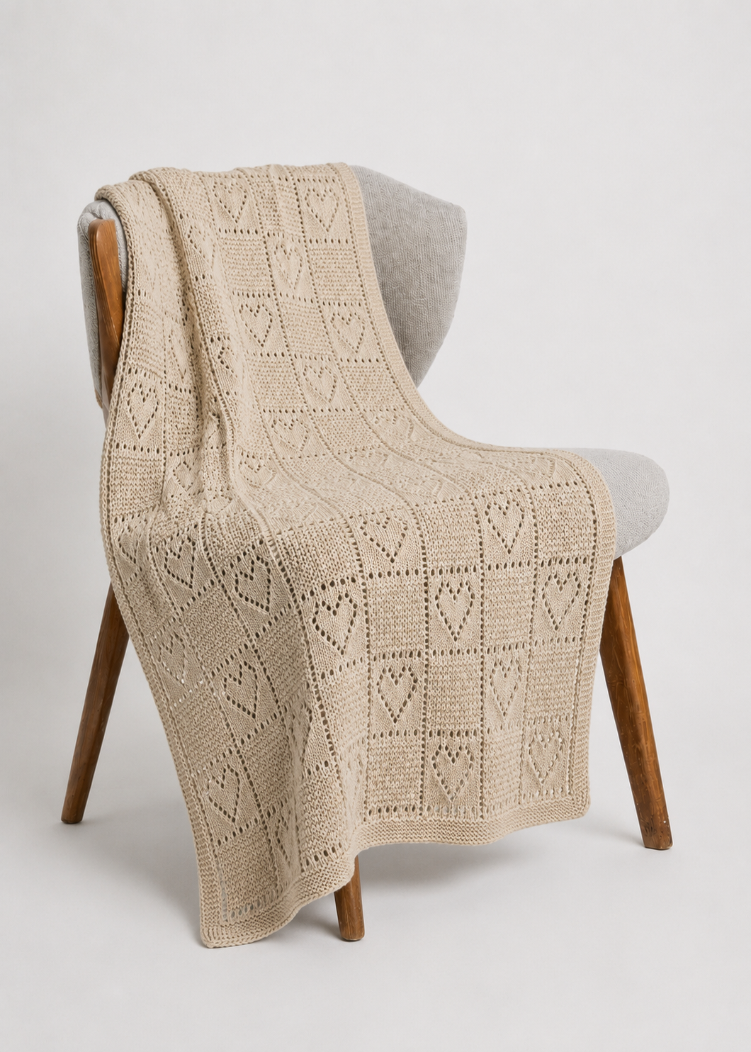 Aran Woollen Mills 100% Cotton Heart Blanket