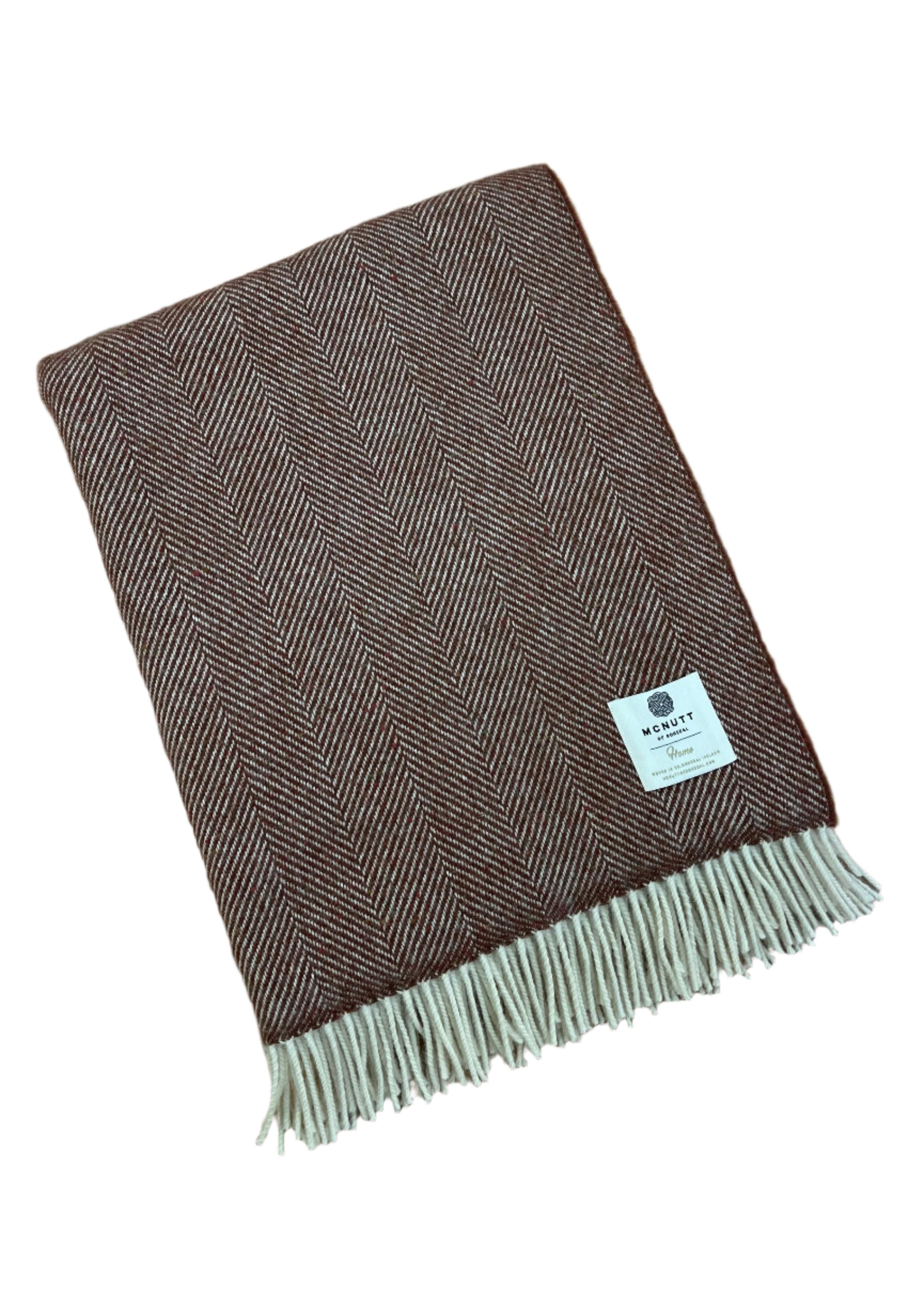 Mcnutt Pure Wool Blanket | Brown Herringbone