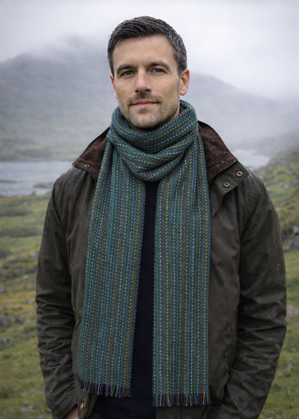 Mucros Donegal Wool Scarf | Green