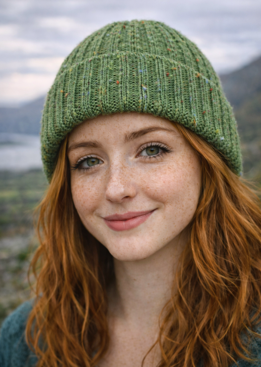 Aran Donegal Fleck Wool Hat - Green