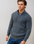 Aran Merino Wool Half Zip Sweater | Slate