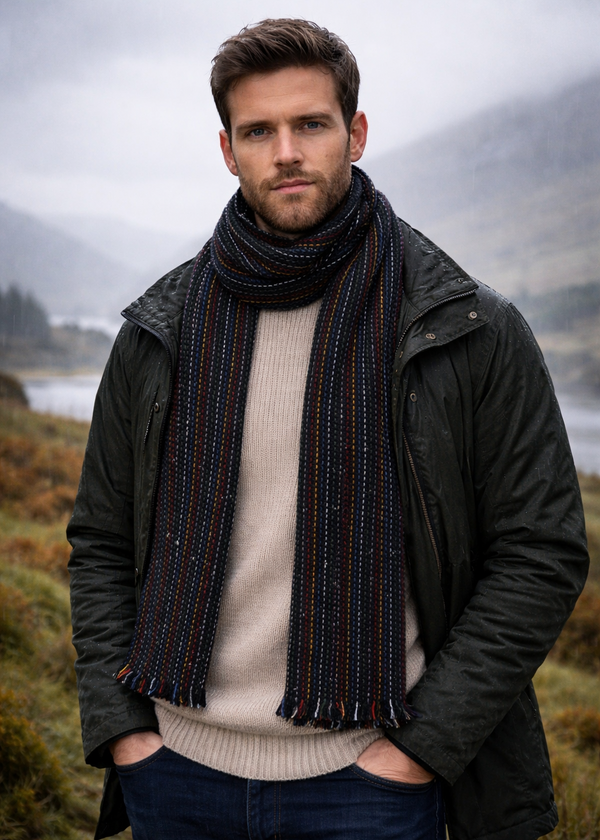 Mucros Donegal Wool Scarf | Black
