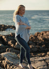 Aran Merino Wool Cowl Poncho | Sky