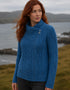 Aran Crafts Damen-Strickjacke mit seitlichem Reißverschluss | Grün