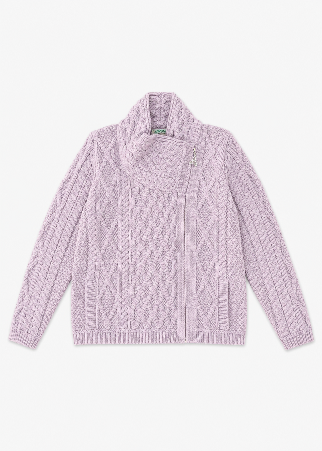 Aran Crafts Ladies Side Zip Cardigan | Sky Pink