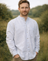 Civilian Irish Grandfather Shirt | Navy Stripe