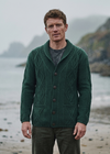Men's Merino Wool Aran Cardigan | Green - Clearance