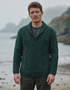 Men's Merino Wool Aran Cardigan | Green - Clearance