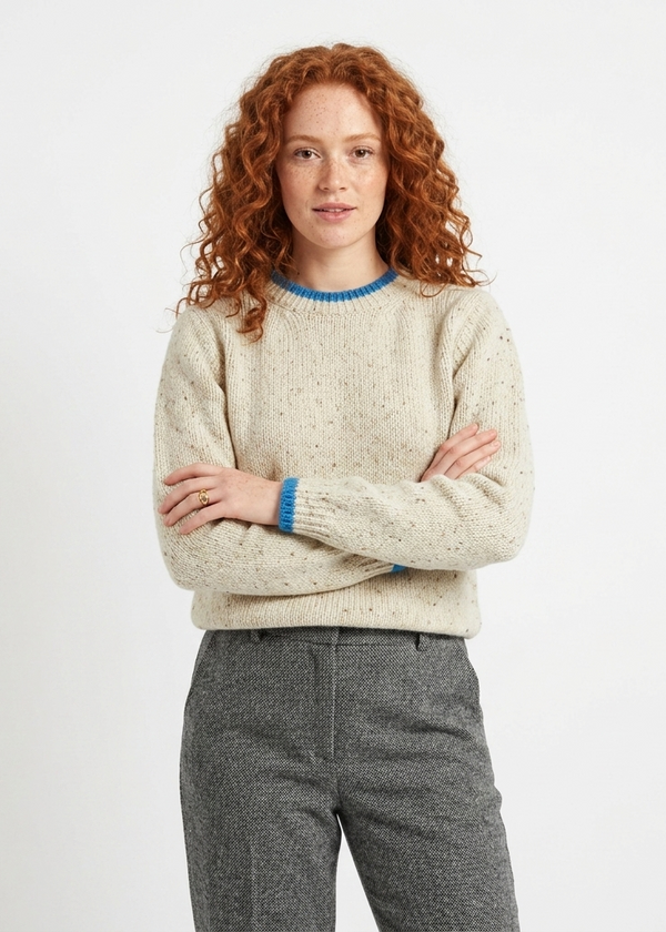 Slaney Crew Neck Sweater - Chalkstone | Ireland's Eye Knitwear