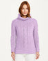 Belcare Ladies Aran Roll Neck Sweater | Lavender