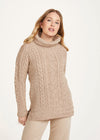 Ladies Aran Roll Neck Sweater | Oatmeal