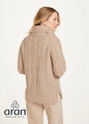 Ladies Aran Roll Neck Sweater | Oatmeal - Clearance