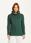 Belcare Ladies Aran Roll Neck Sweater - Green