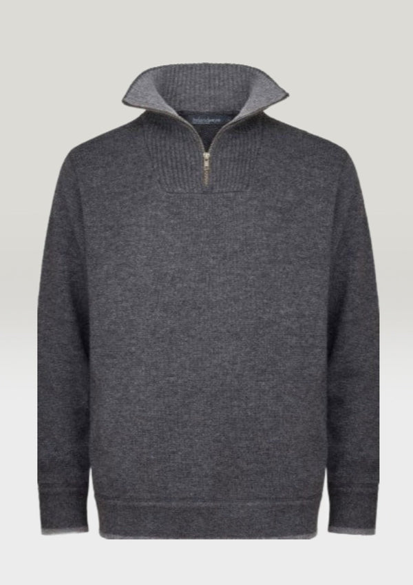 IrelandsEye Mens Zip Sweater | Charcoal