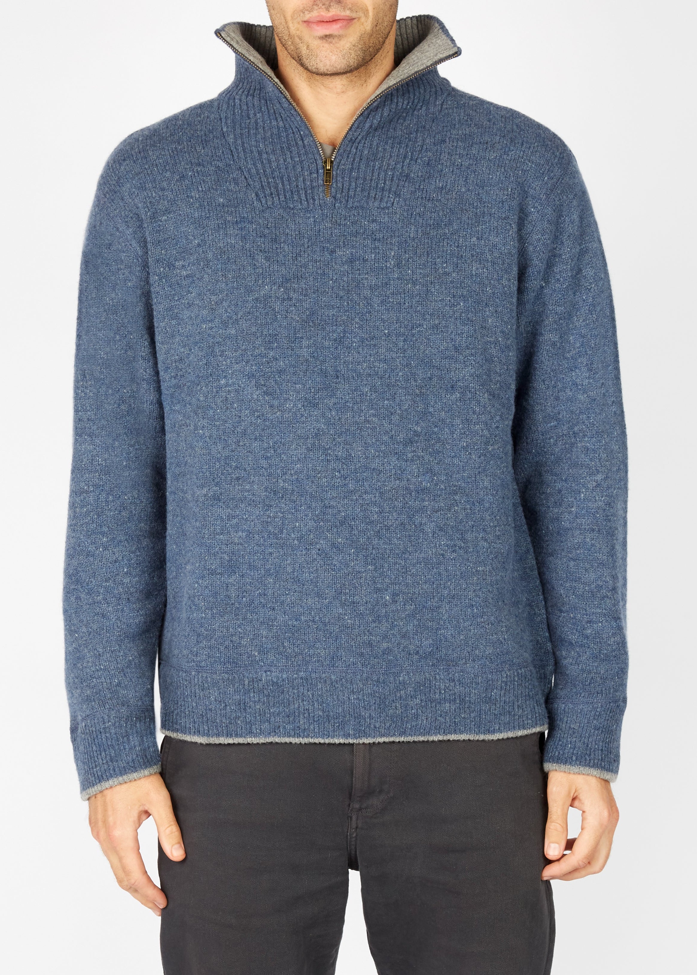 IrelandsEye Men's Zip Sweater | Blue Stone