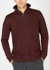 IrelandsEye Men's Lambswool Zip Sweater | Claret