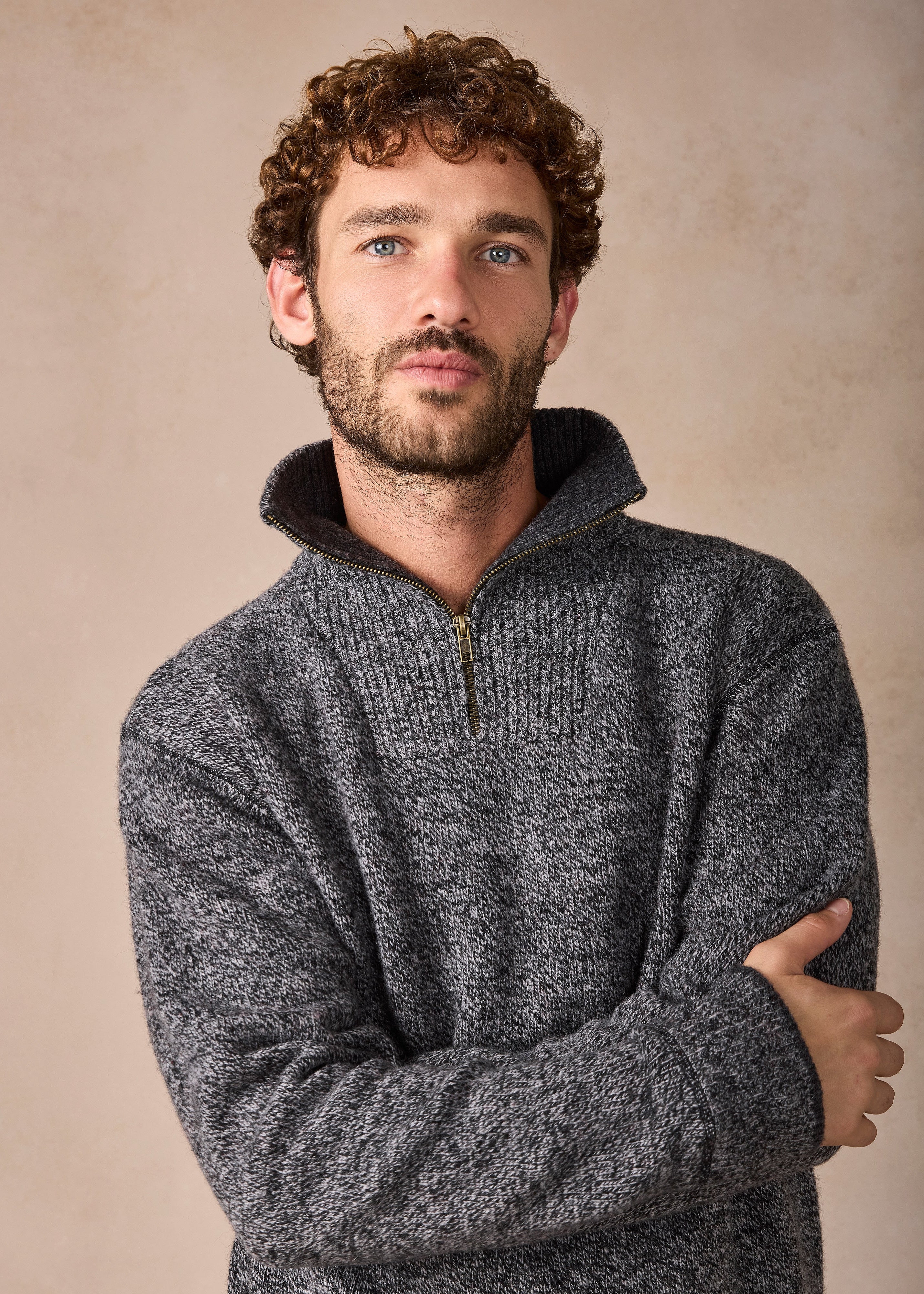 Men's Lambswool Quarter Zip Sweater | IrelandsEye | Dolmen